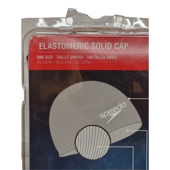 Speedo Elastomeric Solid Swim Cap Unisex One Size Silicone Black Latex Free NWT - Picture 2 of 4